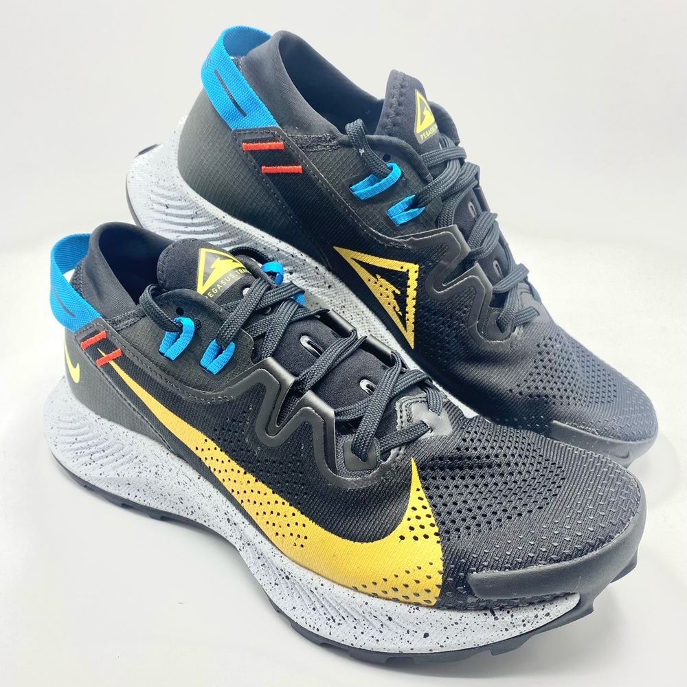 Nike Pegasus Trail 2 Running Shoes Sneakers Hiking Black Sulphur Men's Size 7